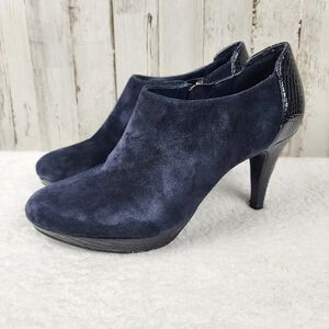 Bandolino Cardinal Suede Leather Ankle Booties Blue Size 7